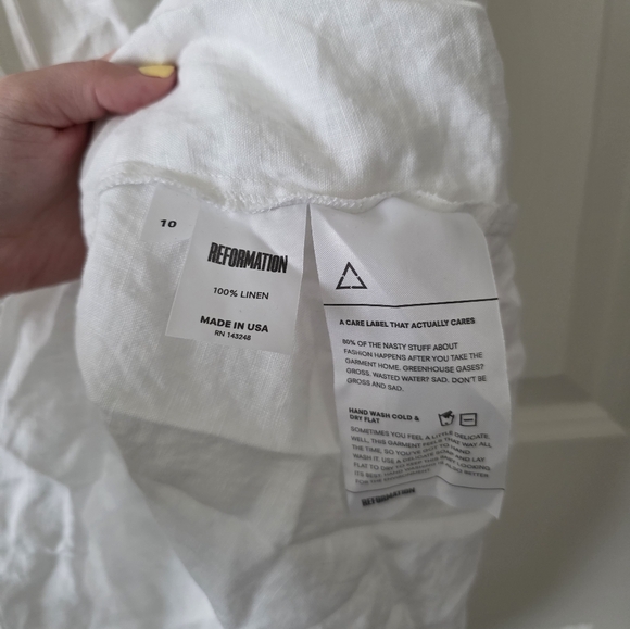 Reformation Linen Midi Dress Spaghetti Straps Laceup Wmns 10 White Coastal Chic - Picture 6 of 8